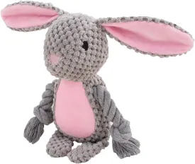 Dog Toys, Dog Squeaker Toys with Crinkle Paper, Stuffed Animal Dog Plush Chewing Toy, Cotton Rope Interactive Toys for Puppy, Small, Middle Dogs (Gray Rabbit)