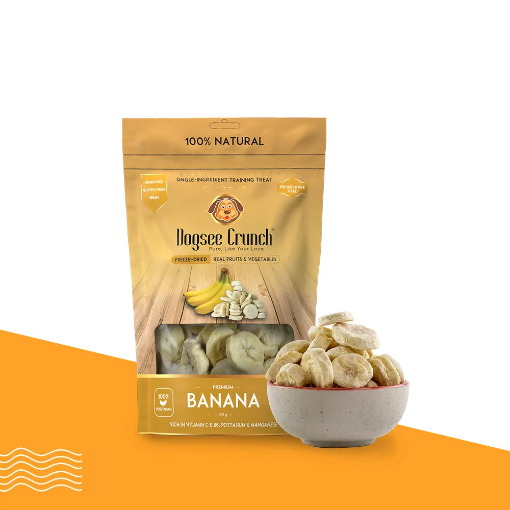 Dogsee Dog Crunch Single-Ingredient Training Treat Freeze-Dried Banana 15g