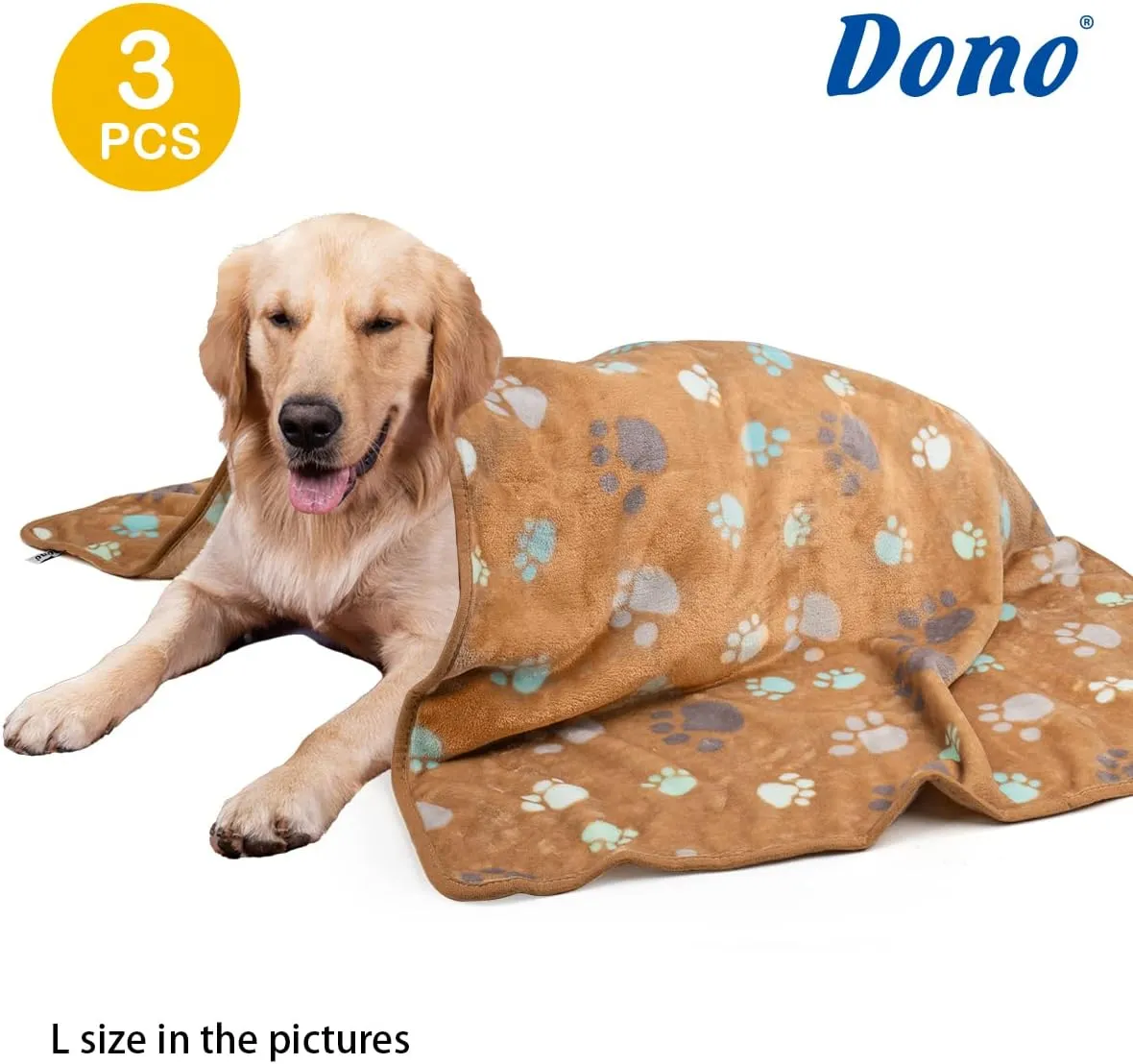 Dono 1 Pack 3 Dog Blankets, Soft Fluffy Fleece Pet Blanket Warm Sleep Mat Paw Print Design Puppy Kitten Throw Blankets Doggy Blanket for Dogs