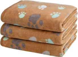 Dono 1 Pack 3 Dog Blankets, Soft Fluffy Fleece Pet Blanket Warm Sleep Mat Paw Print Design Puppy Kitten Throw Blankets Doggy Blanket for Dogs