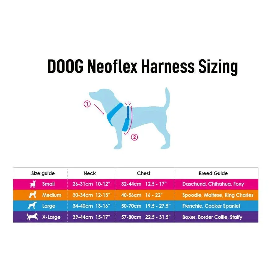 DOOG Neoflex Neoprene Beethoven Neon Blue and Orange Dog Harness Large