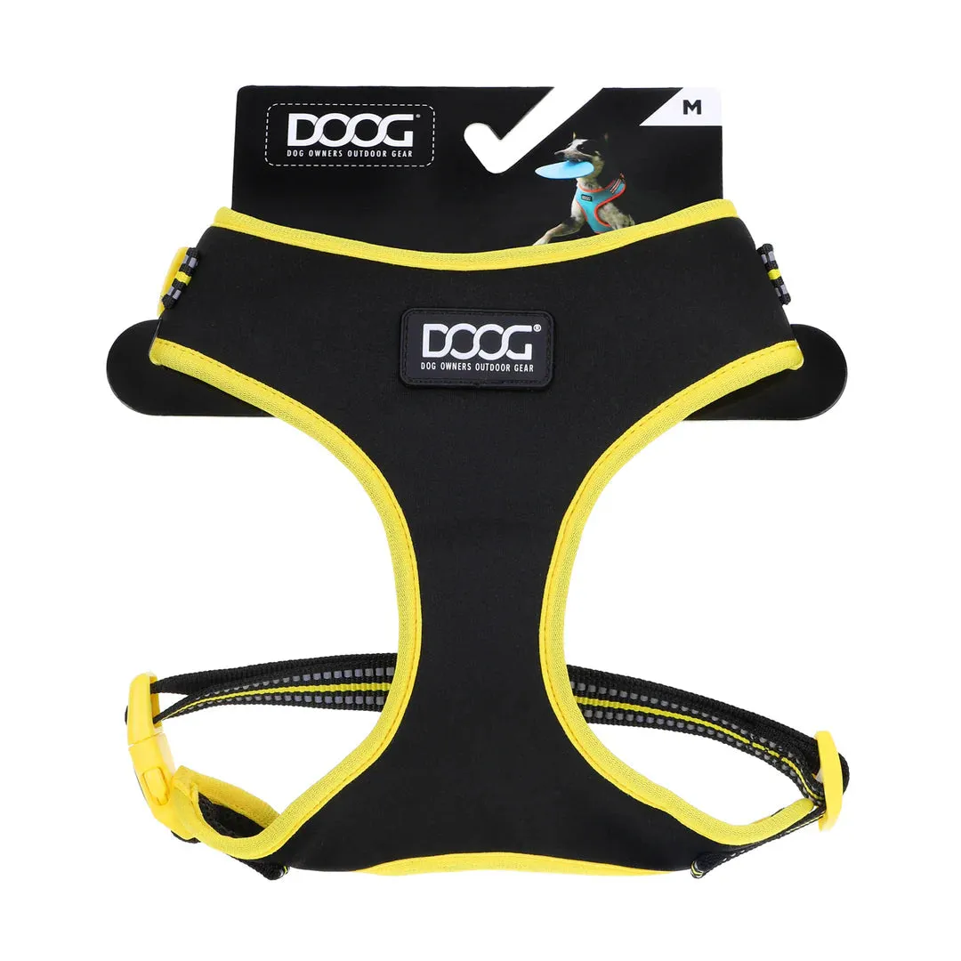 DOOG Neoflex Neoprene Bolt Neon Black and Yellow Dog Harness Large