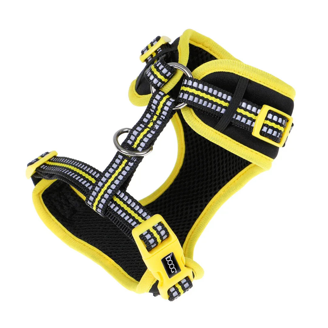 DOOG Neoflex Neoprene Bolt Neon Black and Yellow Dog Harness Large