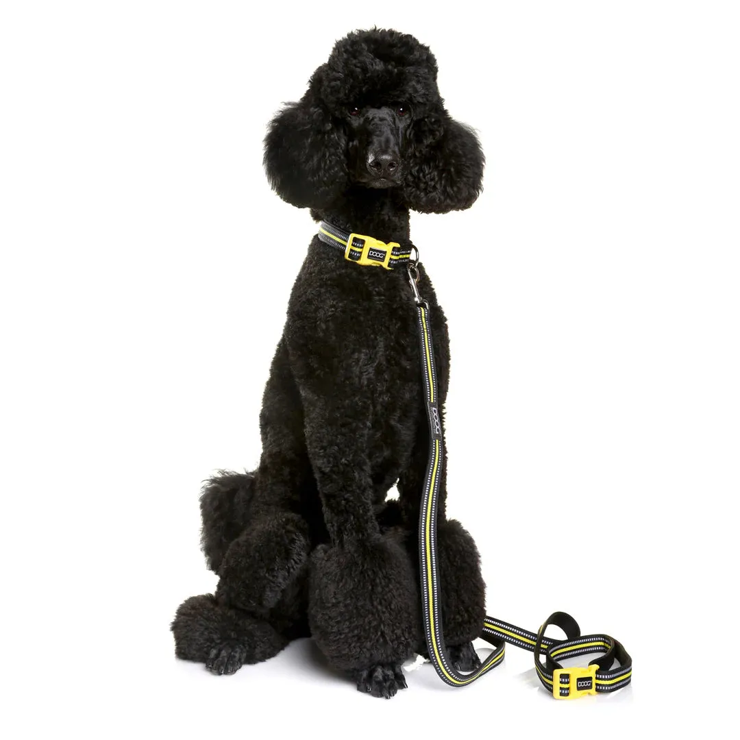 DOOG Neoprene Bolt Neon Black and Yellow Dog Collar Small^^^