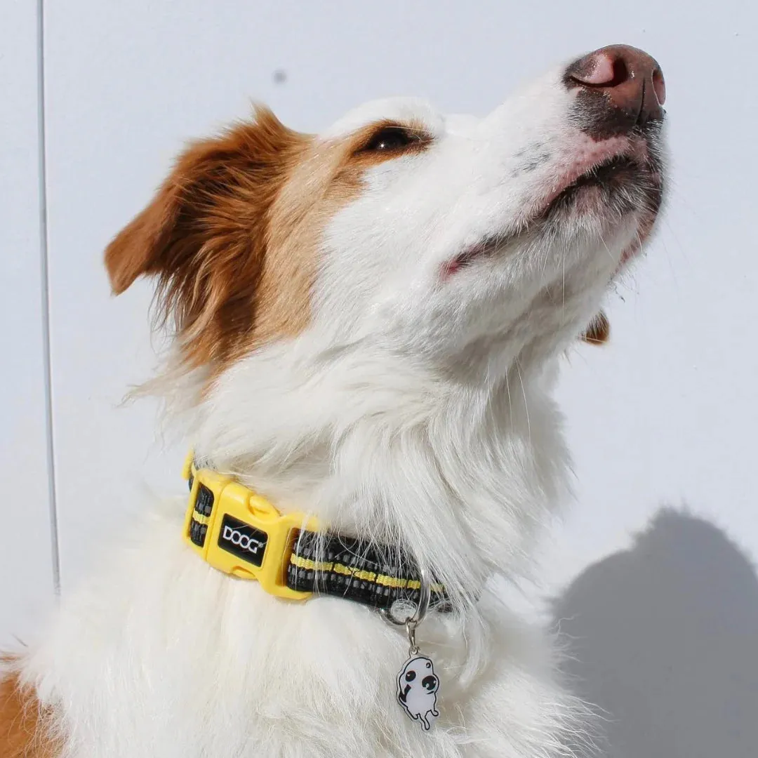 DOOG Neoprene Bolt Neon Black and Yellow Dog Collar Small^^^