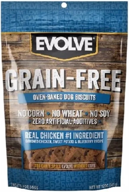 Evolve Pet Food Grain Free Deboned Chicken, Sweet Potato and Blueberry Dog Biscuits 12-Ounce