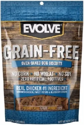 Evolve Pet Food Grain Free Deboned Chicken, Sweet Potato and Blueberry Dog Biscuits 12-Ounce