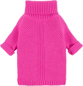 Fitwarm Valentines Dog Turtleneck Sweater, Dog Winter Clothes for Small Dogs Girl, Knitted Pet Coat, Cat Outfit, Hot Pink, Small