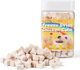 Freeze Dried Chicken Cat & Dog Treats for Training, Healthy High Protein Limited Single Ingredient Pet Food Snacks for Small, Medium, and Large Dogs Cats(Raw Chicken Breast Cubes, 5oz)