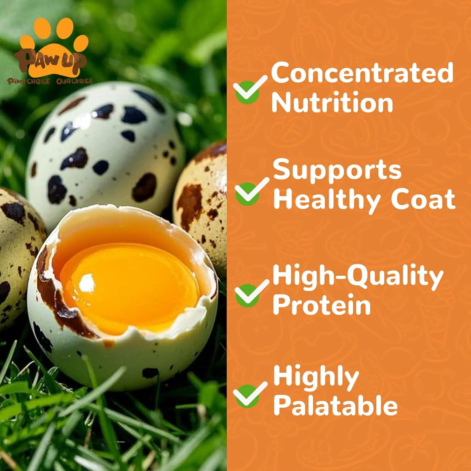 Freeze Dried Quail Egg Yolk Pet Treats, Freeze-Dried Pet Food for Dogs, Cats, Pure Fresh Ingredient, 9.2 oz, Rawhide Free, Gluten&Grain Free