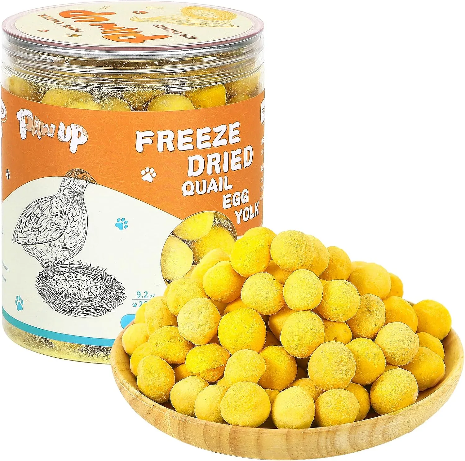 Freeze Dried Quail Egg Yolk Pet Treats, Freeze-Dried Pet Food for Dogs, Cats, Pure Fresh Ingredient, 9.2 oz, Rawhide Free, Gluten&Grain Free