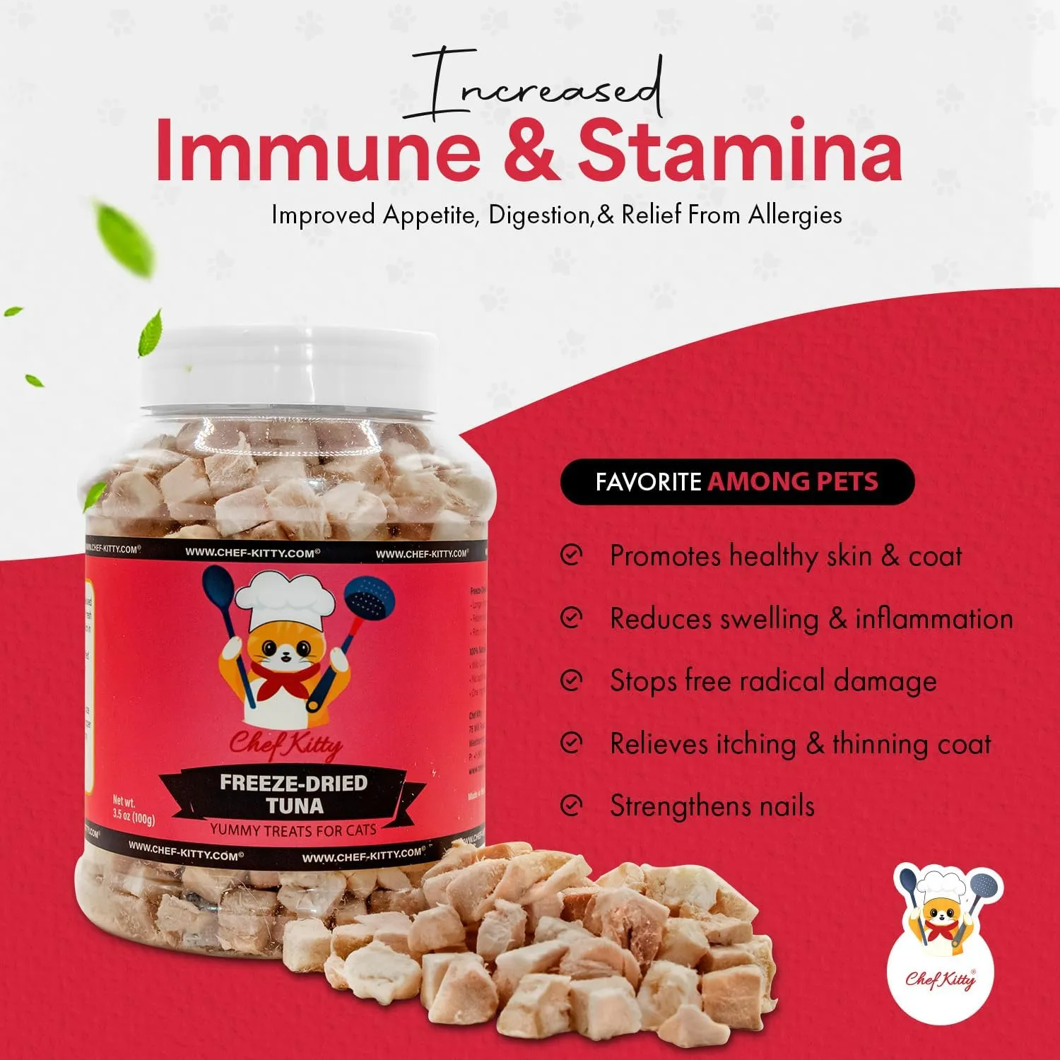 Freeze-Dried Tuna Treats for Cats & Dogs  100% Wild Caught, Single Ingredient, High-Protein, Healthy Snack  No Additives or Preservatives  3.5oz - Inspected & Tested in USA
