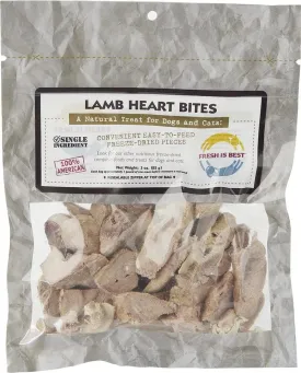 Fresh Is Best - Freeze Dried Healthy Raw Meat Treats for Dogs & Cats - Lamb Heart Bites