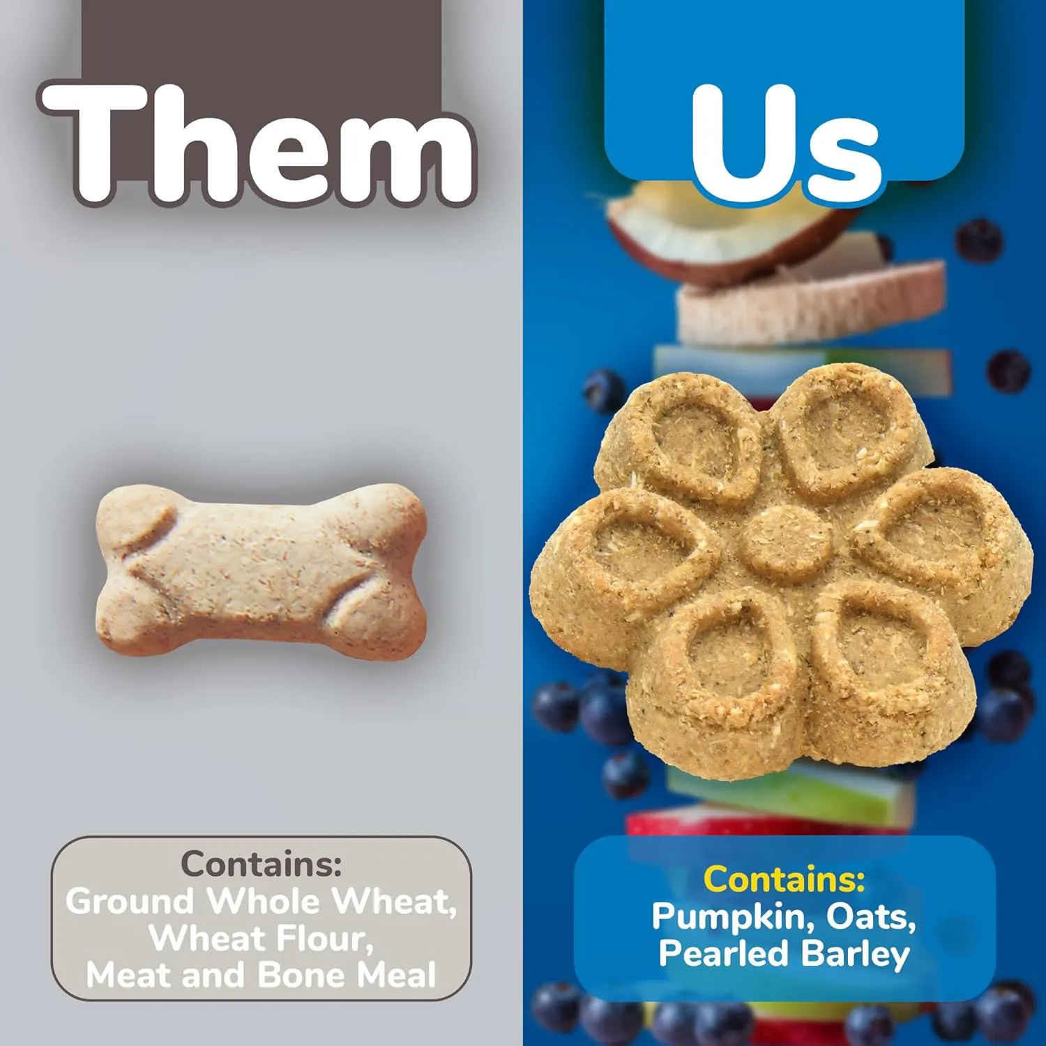 Fruitables Biggies Dog Biscuits Crunchy Dog Treats Packed with Real Fruit Flavor Free of Wheat, Corn and Soy Pumpkin & Blueberry 16 oz