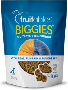 Fruitables Biggies Dog Biscuits Crunchy Dog Treats Packed with Real Fruit Flavor Free of Wheat, Corn and Soy Pumpkin & Blueberry 16 oz