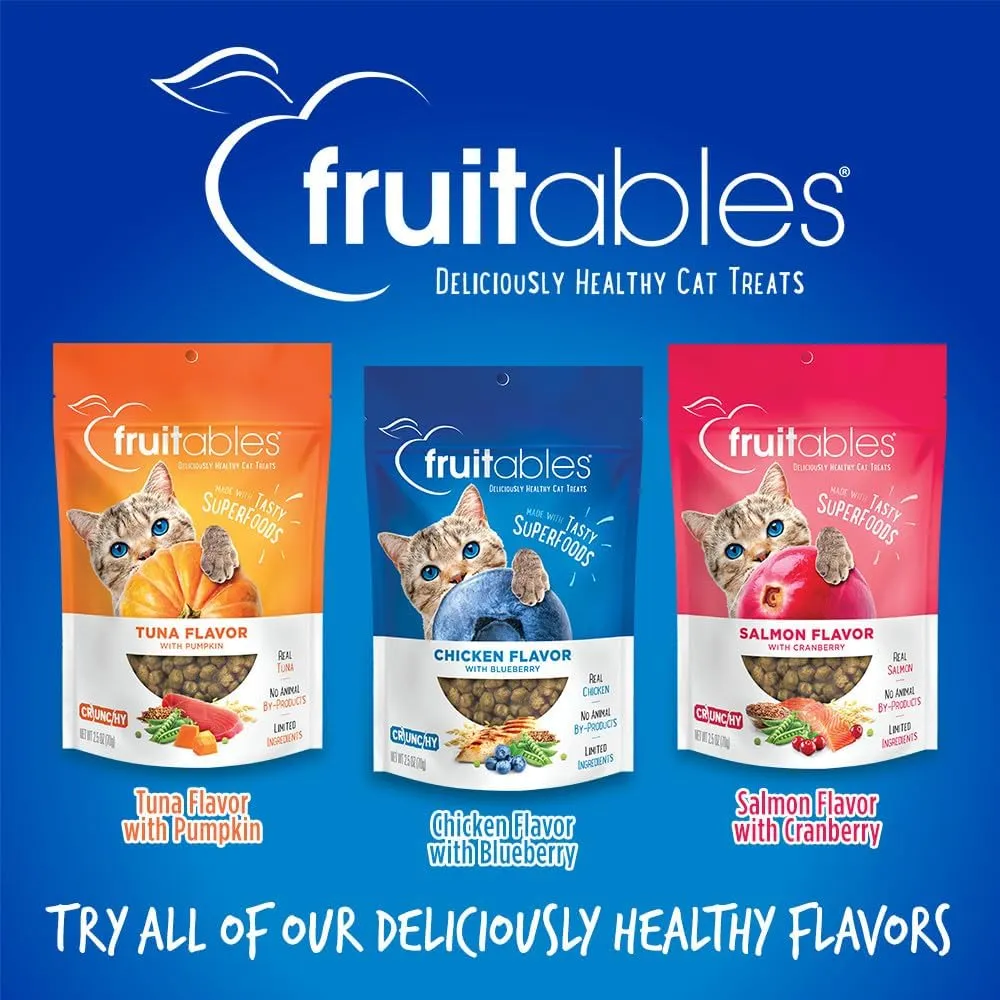 Fruitables Cat Treats Crunchy Cat Treats Packed with Protein Healthy Low Calorie Free of Wheat, Corn and Soy Made with Real Chicken and Blueberry 30 Ounces