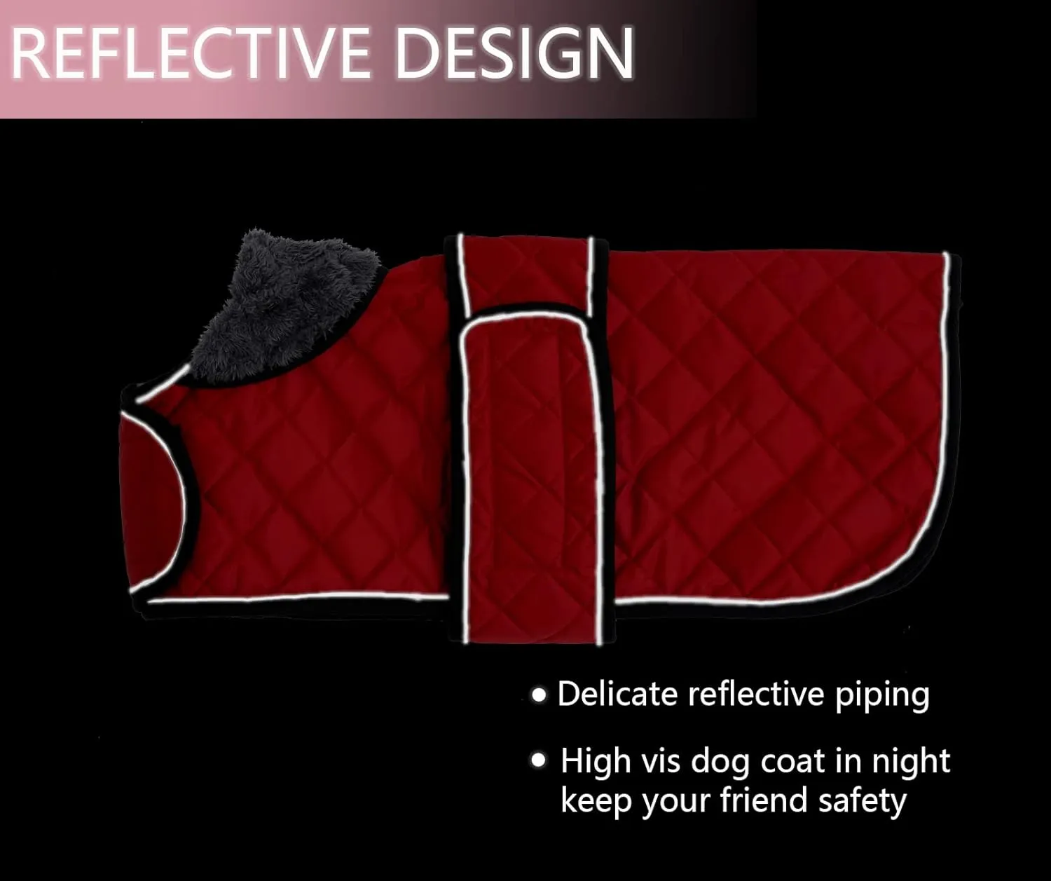 Geyecete Warm Thermal Quilted Dachshund Coat, Dog Winter Coat with Warm Fleece Lining, Outdoor Dog Apparel with Adjustable Bands for Medium, Large Dog-Red-M
