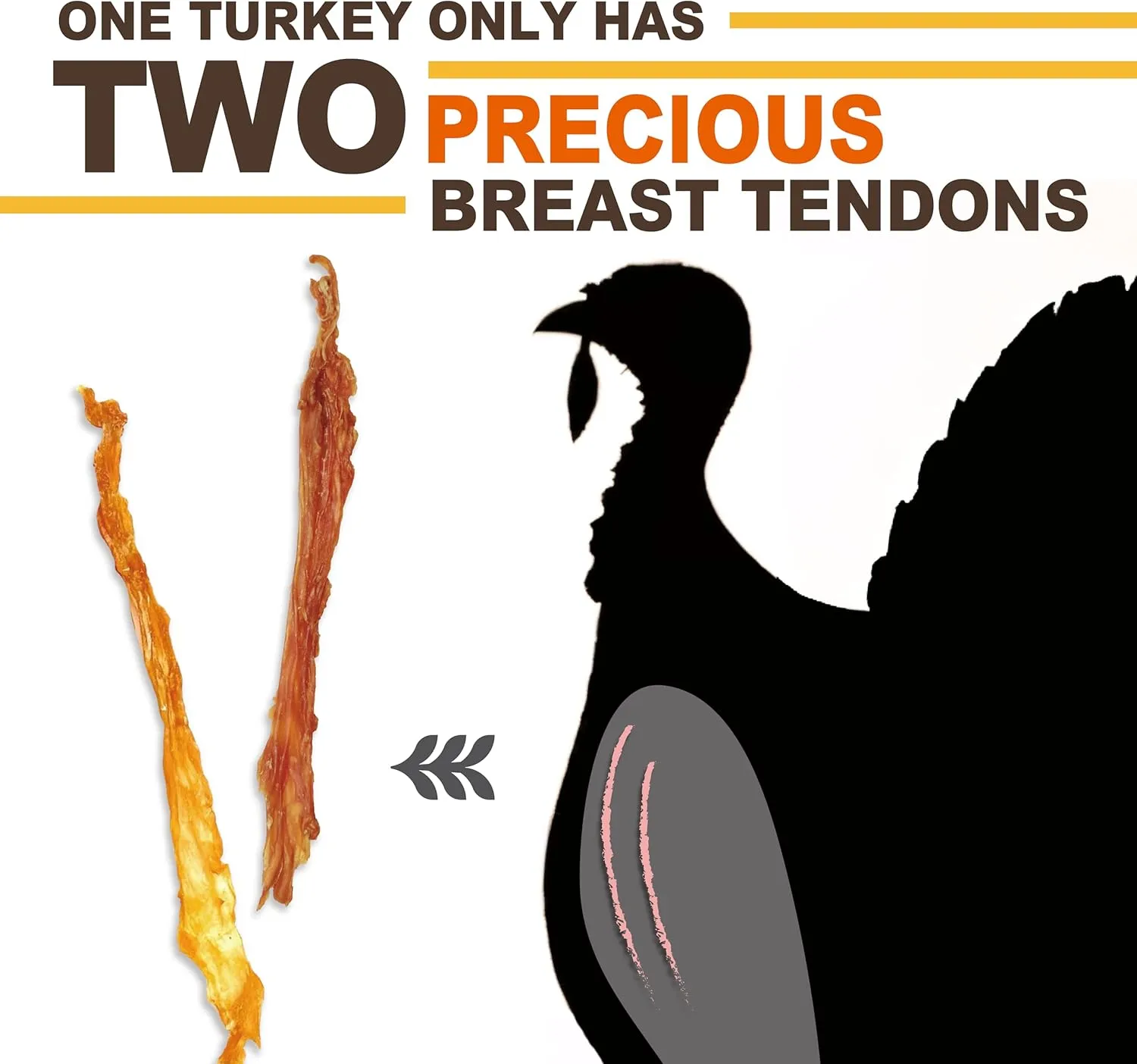Gootoe Turkey Tendon Dog Treats, Turkey Tendon Bone (S) 6 Units/Pack, 100% USA-Sourced, Natural Snack, Premium Training Chews, Hypoallergenic, Reseal Value Bags, Sizes for Small Medium & Large Dogs