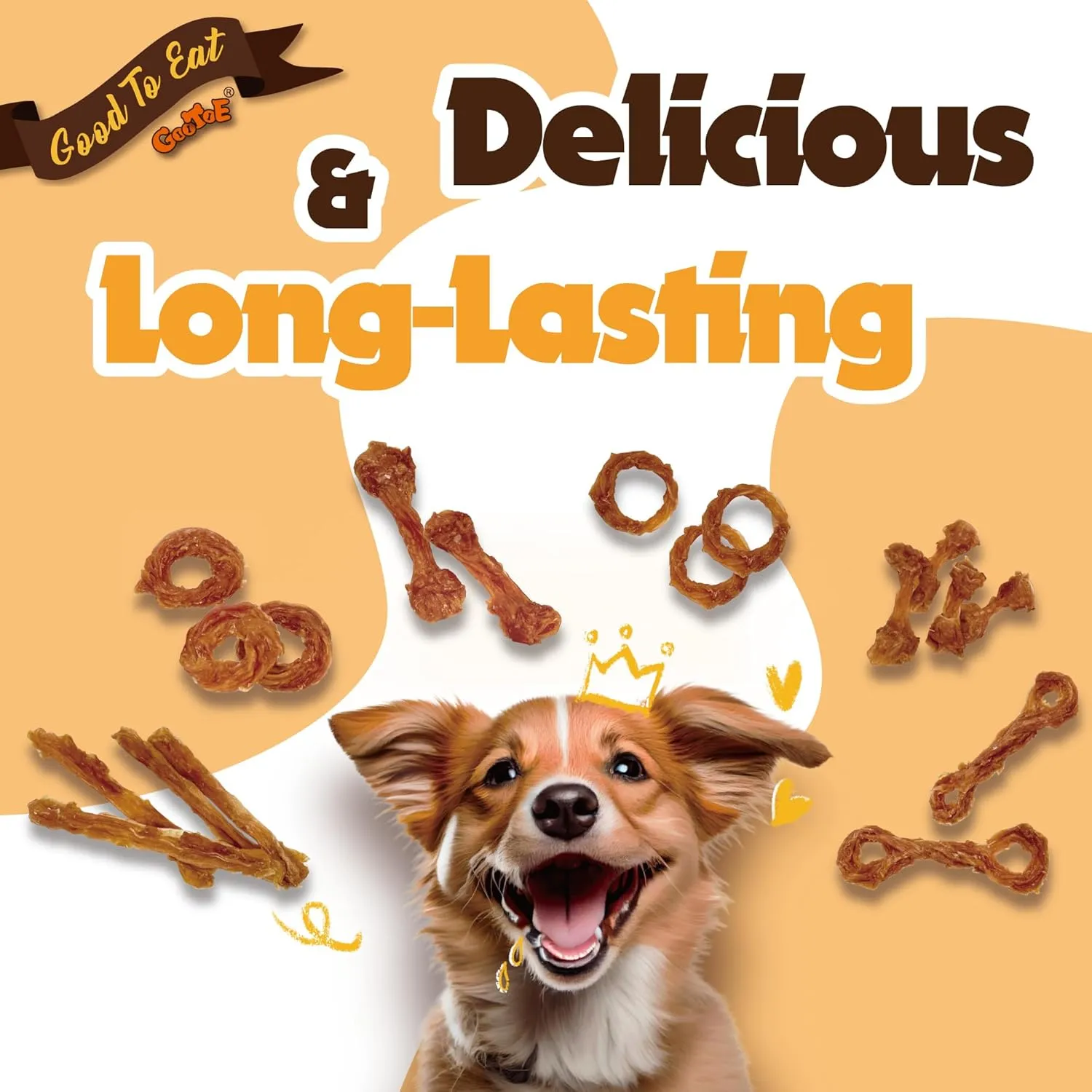 Gootoe Turkey Tendon Dog Treats, Turkey Tendon Bone (S) 6 Units/Pack, 100% USA-Sourced, Natural Snack, Premium Training Chews, Hypoallergenic, Reseal Value Bags, Sizes for Small Medium & Large Dogs