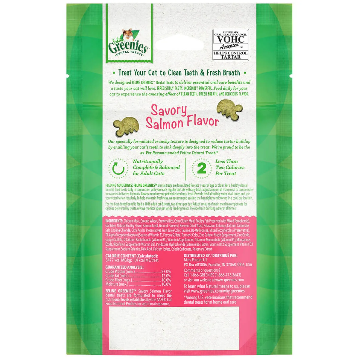 Greenies Savory Salmon Feline Cat Dental Treats