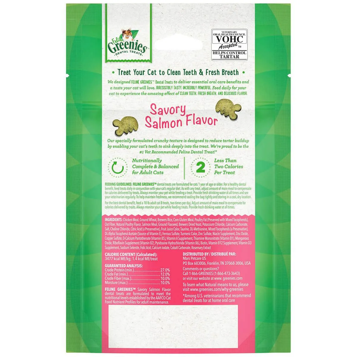Greenies Savory Salmon Feline Cat Dental Treats