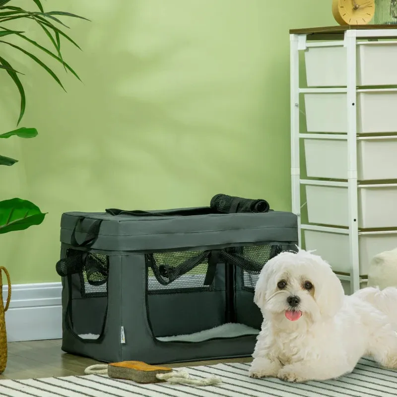 Grey Pet Carrier with Cushion for Miniature Dogs - 48.5cm