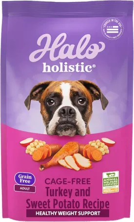 Halo Holistic Dog Food Cage Free Turkey & Sweet Potato Formula, Grain Free Dry Dog Food, for Healthy Weight Support, Kibble for Adult Dogs, 3.5 lb Bag