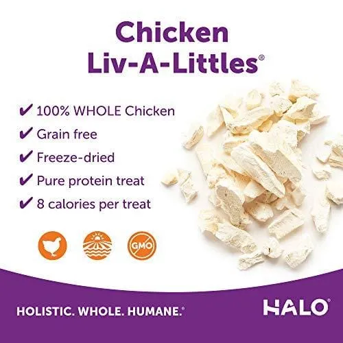 Halo Liv-A-Littles Grain Free Natural Dog Treats & Cat Treats, Freeze Dried Chicken Breast, 2.2-Ounce