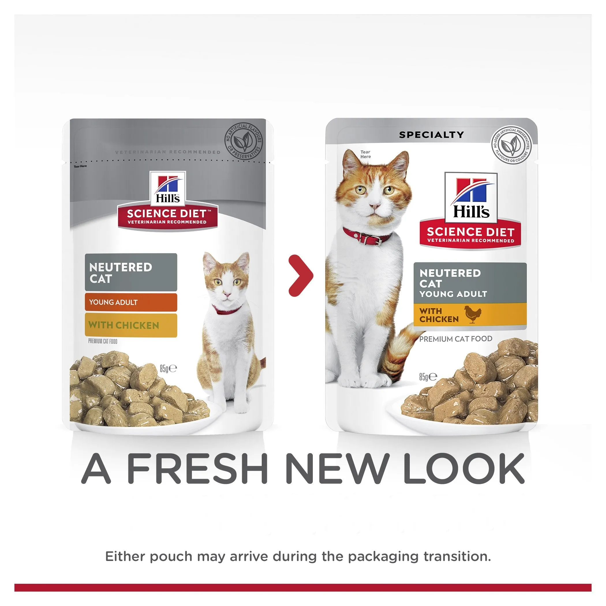 Hills Science Diet Young Adult Neutered Chicken Cat Food Pouches 85g x 12