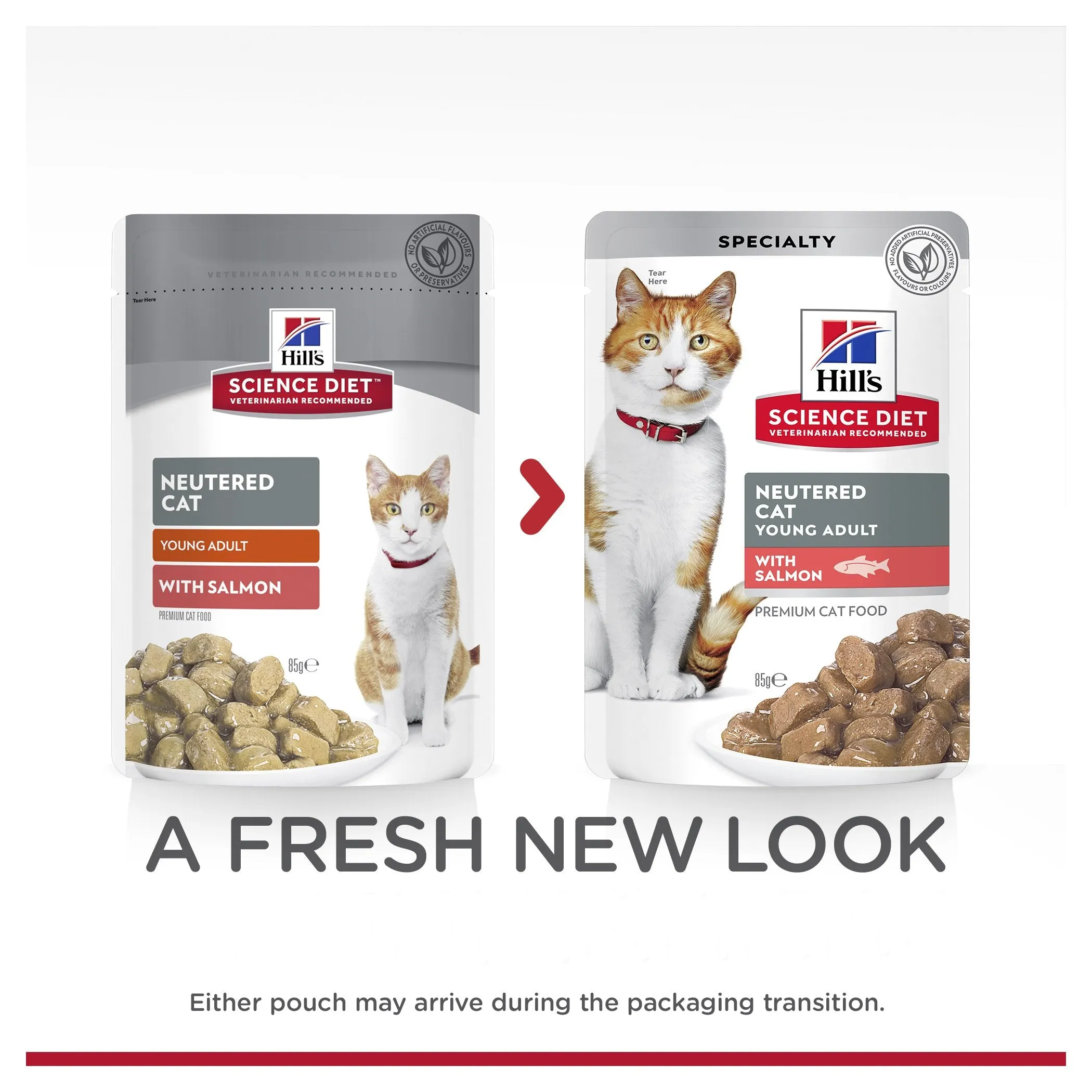 Hills Science Diet Young Adult Neutered Salmon Cat Food Pouches 85g x 12