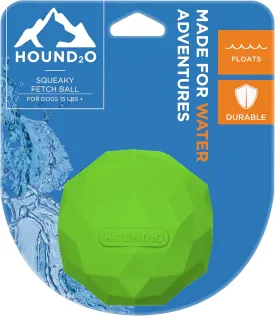 Hound2O Outdoor Dog Toys - Squeaky Fetch Ball, Green - Tough, Engaging, & Interactive Toys for All Breeds - Chew, Chase & Fetch - Durable Non-Toxic Materials That Float, Easy to Clean for Outdoor Play