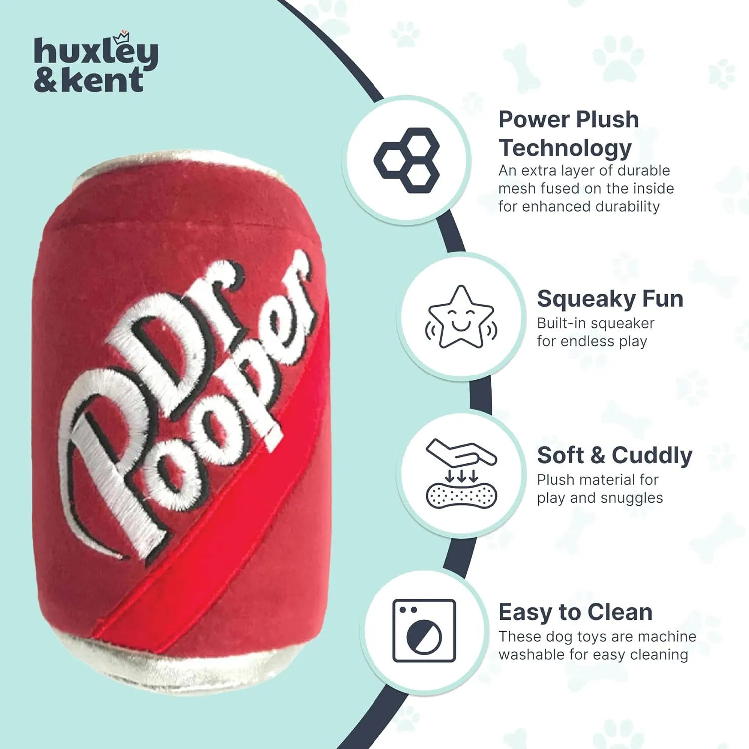 Huxley & Kent for Dogs - Dr Pooper (Small) - Power Plush Funny Dog Toy with Squeaker - H&K Squeaky
