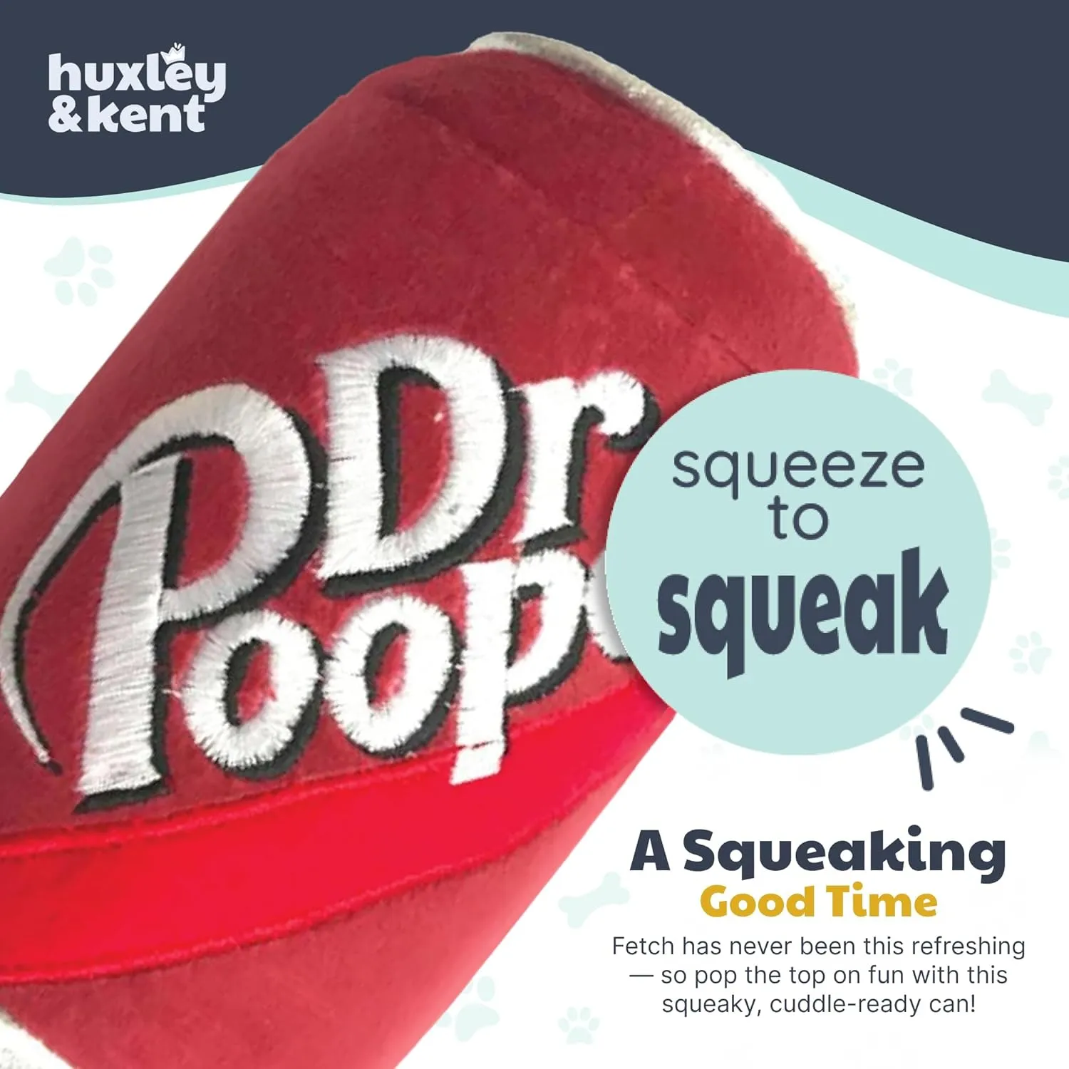 Huxley & Kent for Dogs - Dr Pooper (Small) - Power Plush Funny Dog Toy with Squeaker - H&K Squeaky