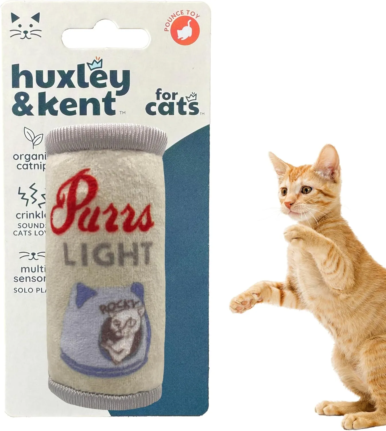 Huxley & Kent Plush Cat Toy - Purrs Light - Nappy Hour Strong Catnip Filled - Plush Interactive Kitten and Cat Toy with Catnip and Crinkle - Kittybelles