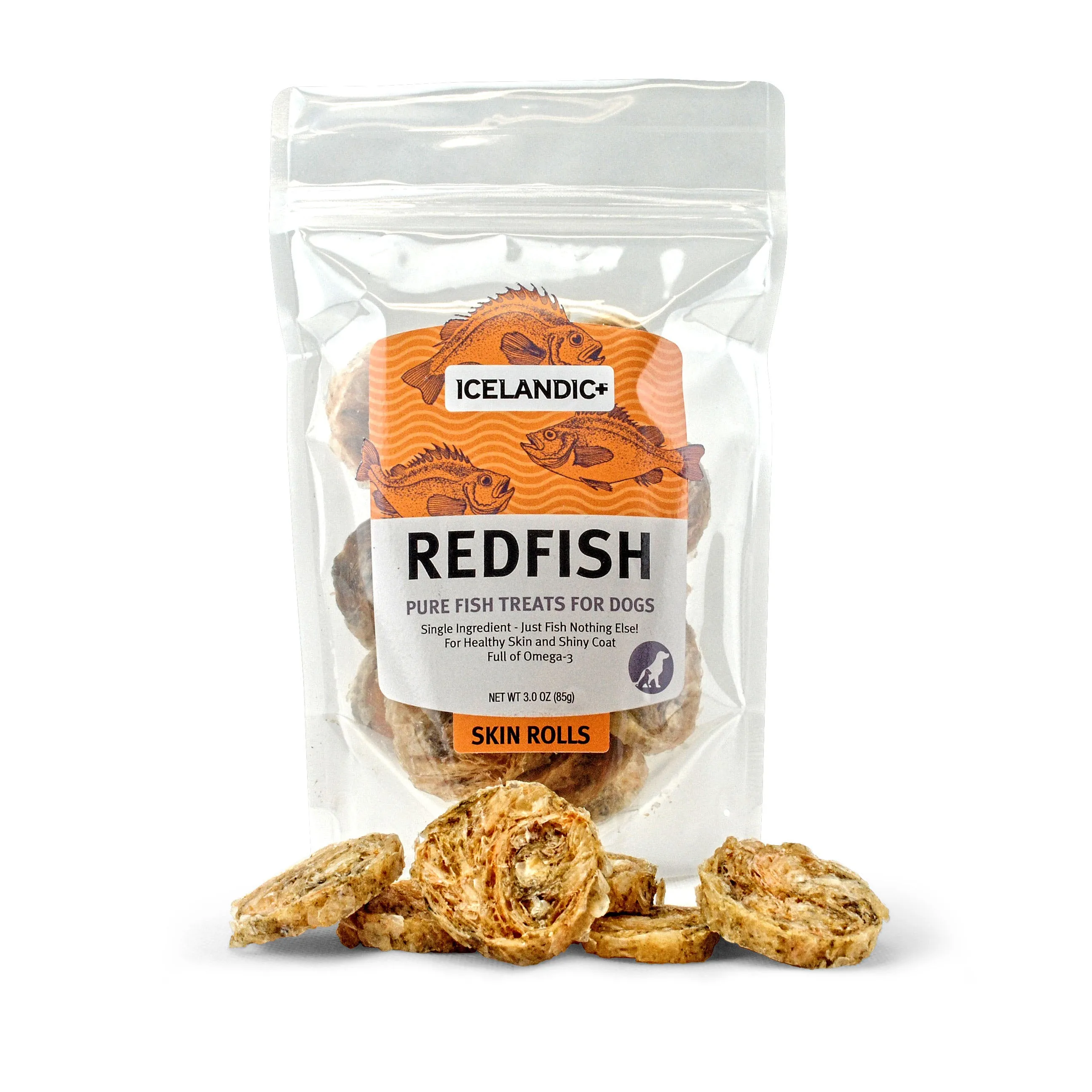 Icelandic  Redfish Skin Rolls Dog Treats