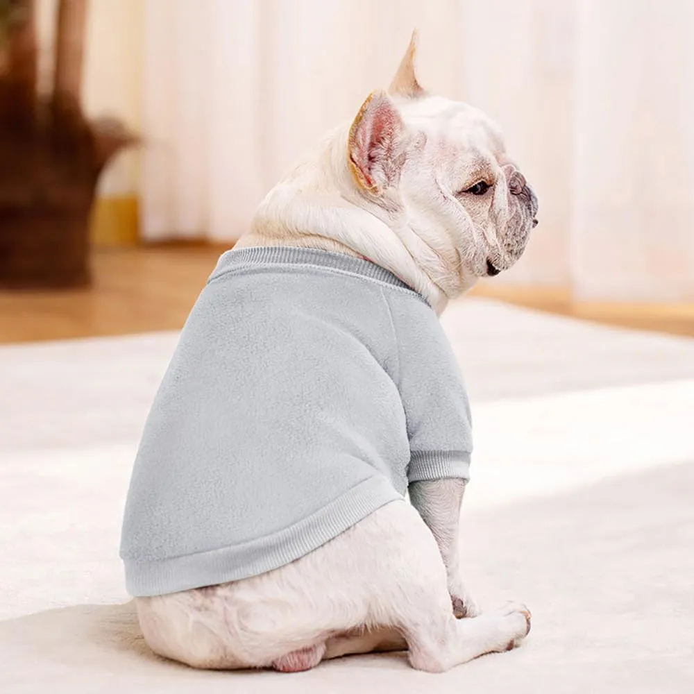 Idepet Dog Fleece Sweater, Small Dogs Shirt Pullover Sweatshirt Pet Dog Clothes Soft Puppy Sweater Warm Winter Shirt Classic Cat Apparel for Small Dogs and Cats (Medium, Grey)