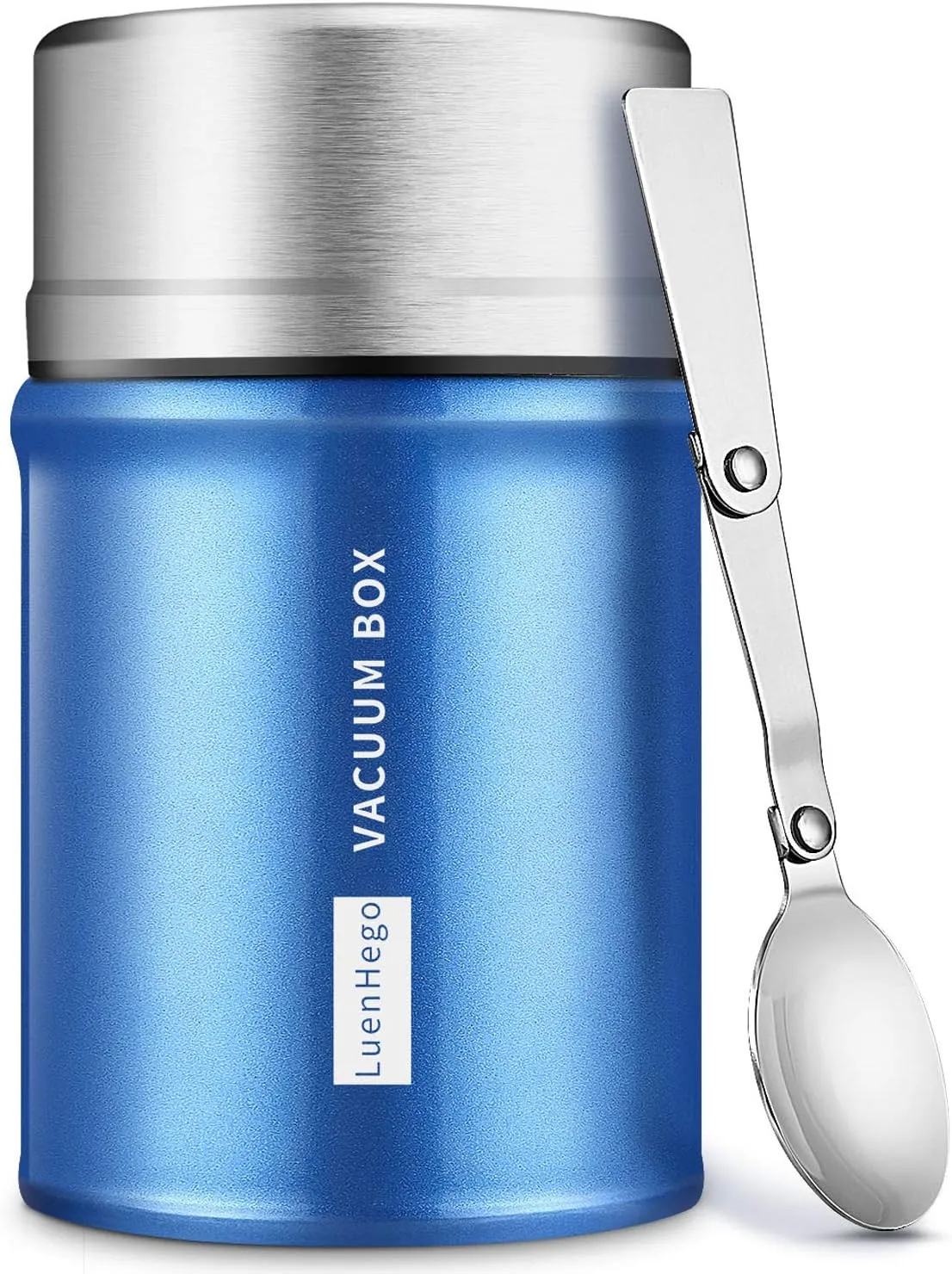 Insulated Food Jar 26 oz Wide Mouth Thermoses Stainless Steel Lunch Container Leak Proof Vacuum Thermal Flask with Folding Spoon for Office Picnic Travel Outdoors - Royal Blue