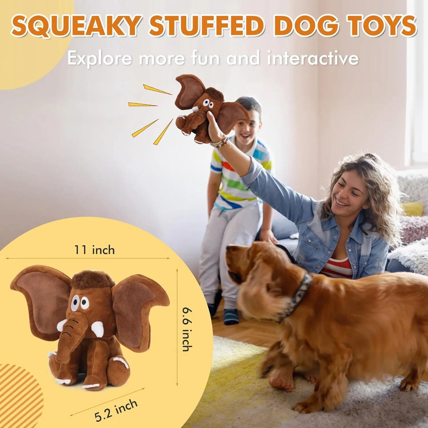 Interactive Plush Dog Squeaky Toys Fun Puppy Toy with Crinkle Paper for Interactive Chew and Play Beat Boredom with This Dog Puzzle Toy for Small Medium Large Dogs