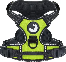 Joytale No Pull Dog Harness for Large Dogs, Reflective Pet Vest with Front Clip, Adjustable Soft Padded Harnesses with Easy Control Handle for Training and Walking, Green, L