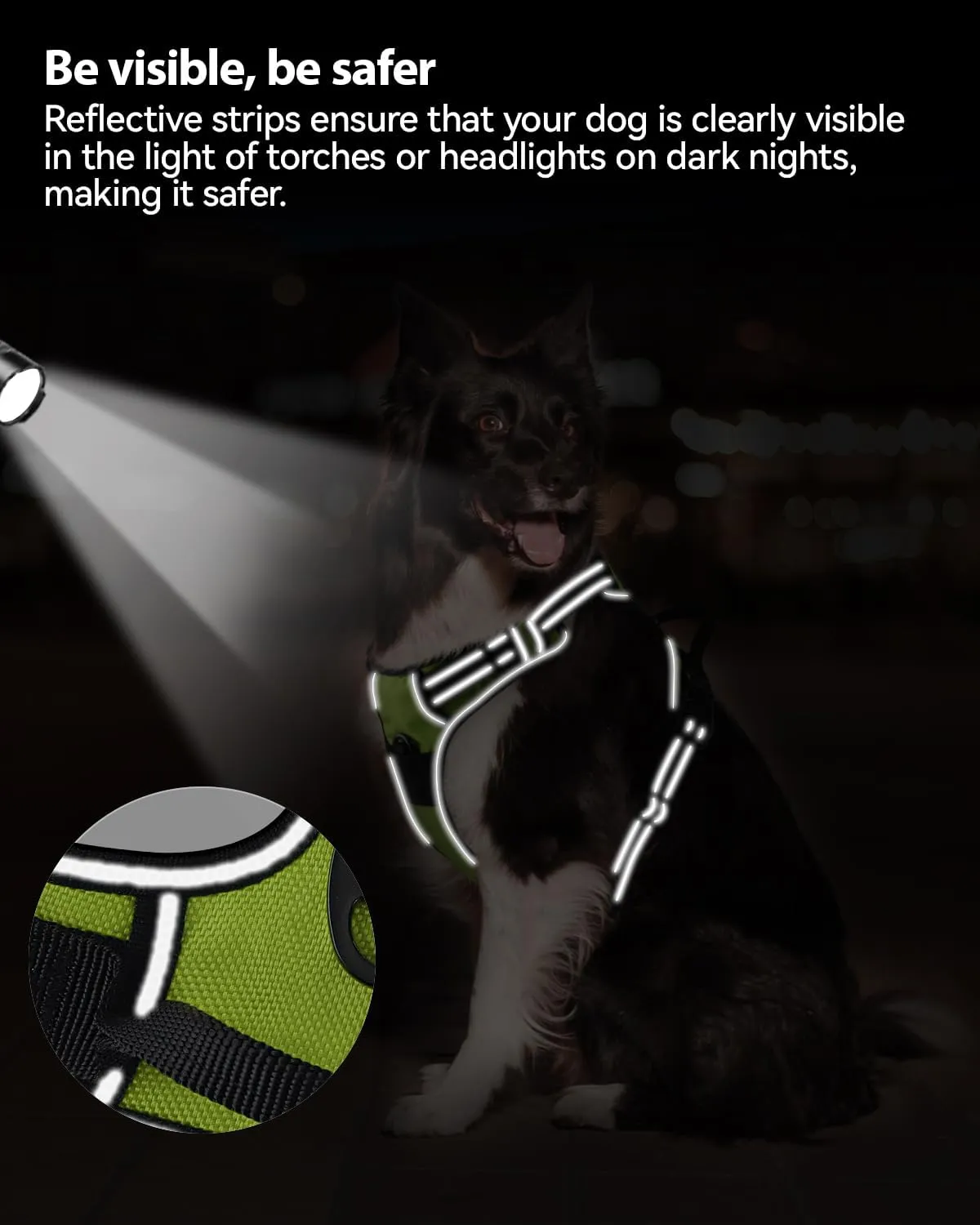 Joytale No Pull Dog Harness for Large Dogs, Reflective Pet Vest with Front Clip, Adjustable Soft Padded Harnesses with Easy Control Handle for Training and Walking, Green, L