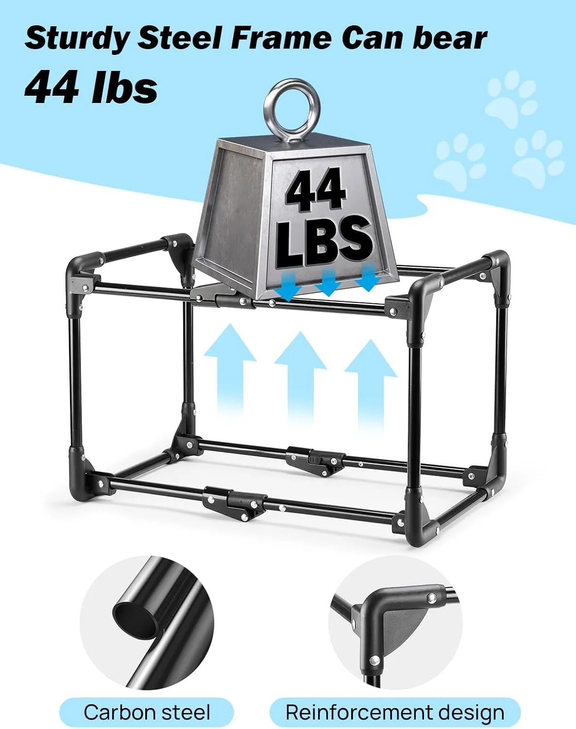 JOYTUTUS Collapsible Dog Crate, 26 Inch Portable Pet Crate for Car, Travel Dog Kennel Foldable Dog Crate for Medium Dog 44lbs, Soft Cat Carrier Fit for Indoor & Outdoor/Car Back Seat/Trunk (Blue)