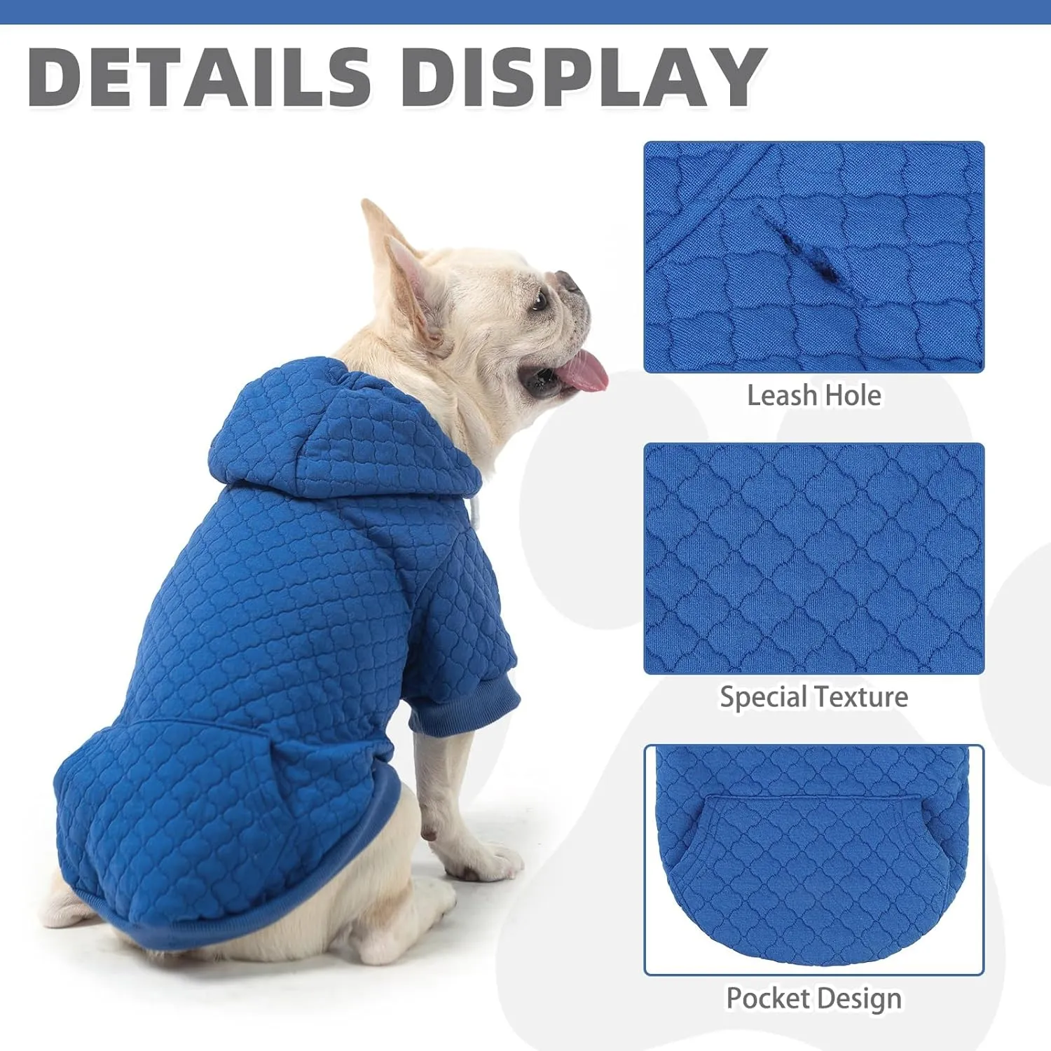 KOOLTAIL Dog Hoodie Pet Clothes Sweater with Hat and Pocket for Small Medium Large Dogs, Warm Soft Dog Cold Weather Coat, Clover Laminated Cotton Hooded Sweatshirt Outfit for Puppy Cats, Blue XS