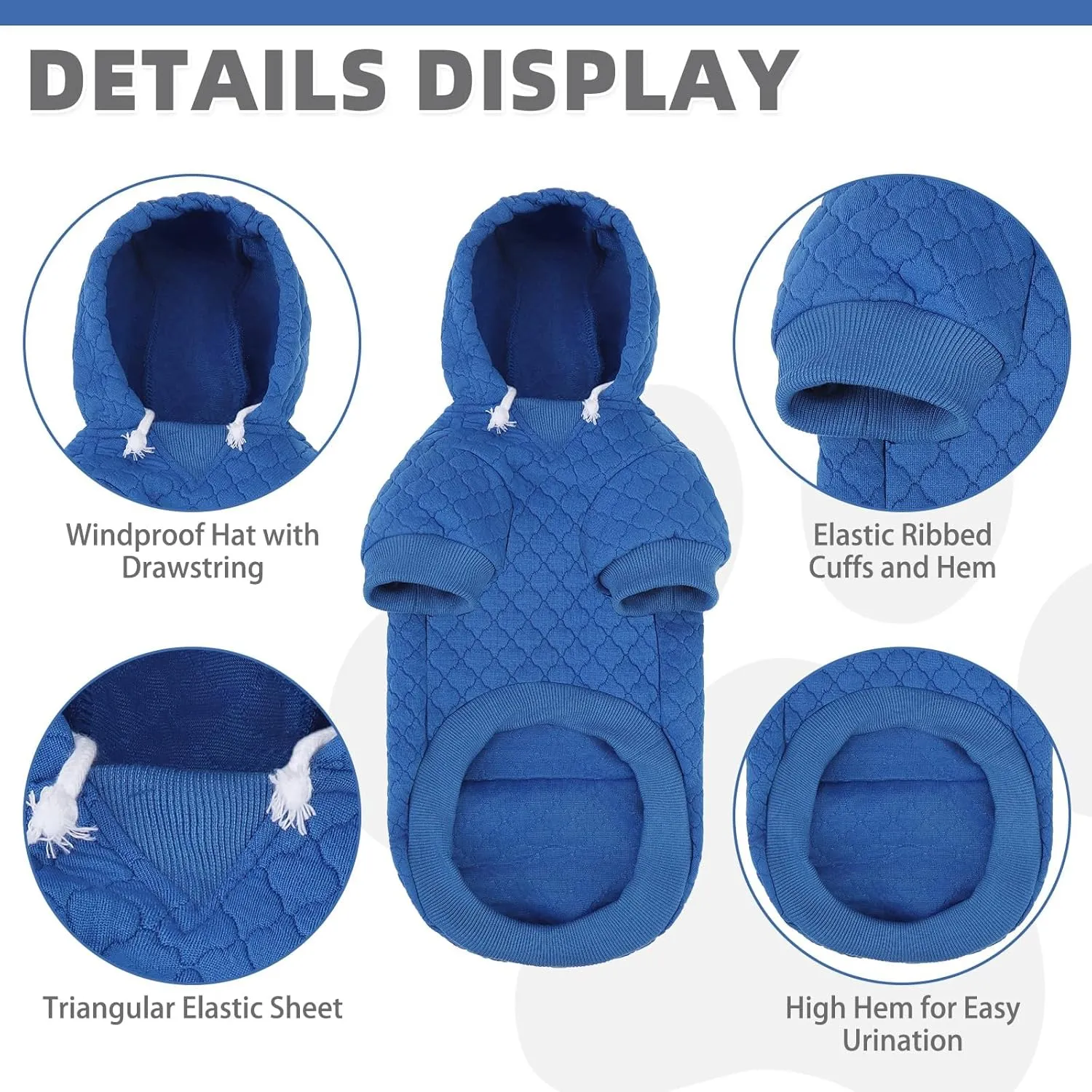 KOOLTAIL Dog Hoodie Pet Clothes Sweater with Hat and Pocket for Small Medium Large Dogs, Warm Soft Dog Cold Weather Coat, Clover Laminated Cotton Hooded Sweatshirt Outfit for Puppy Cats, Blue XS