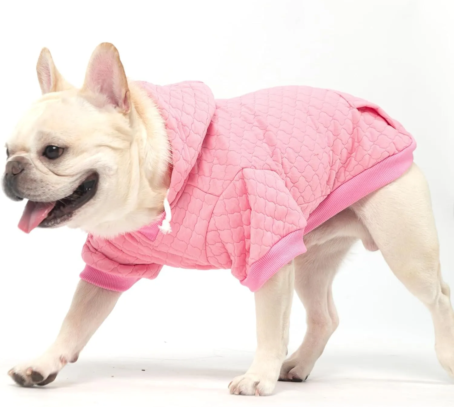 KOOLTAIL Dog Hoodie Pet Clothes Sweater with Hat and Pocket for Small Medium Large Dogs, Warm Soft Dog Cold Weather Coat, Clover Laminated Cotton Hooded Sweatshirt Outfit for Puppy Cats, Pink XXS