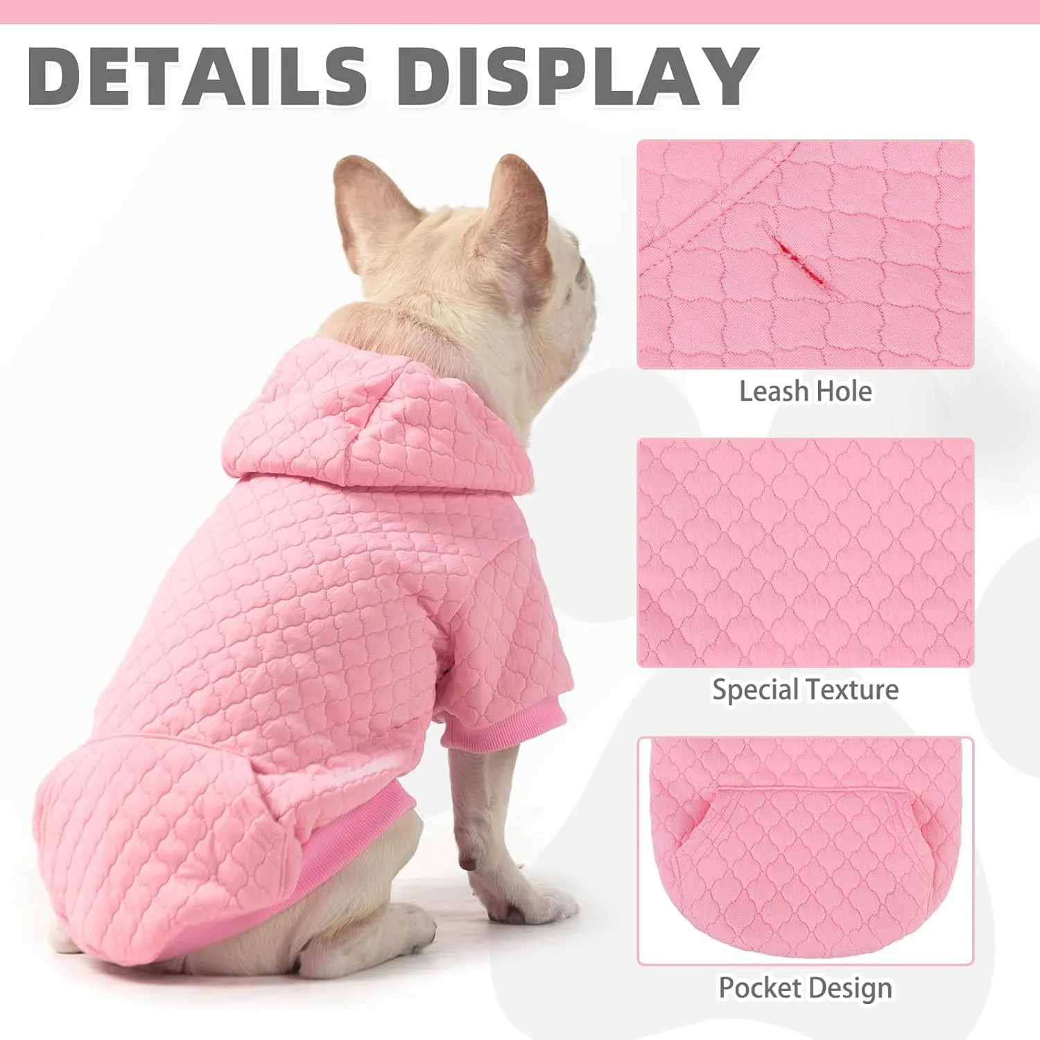 KOOLTAIL Dog Hoodie Pet Clothes Sweater with Hat and Pocket for Small Medium Large Dogs, Warm Soft Dog Cold Weather Coat, Clover Laminated Cotton Hooded Sweatshirt Outfit for Puppy Cats, Pink XXS