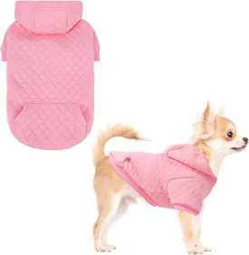KOOLTAIL Dog Hoodie Pet Clothes Sweater with Hat and Pocket for Small Medium Large Dogs, Warm Soft Dog Cold Weather Coat, Clover Laminated Cotton Hooded Sweatshirt Outfit for Puppy Cats, Pink XXS