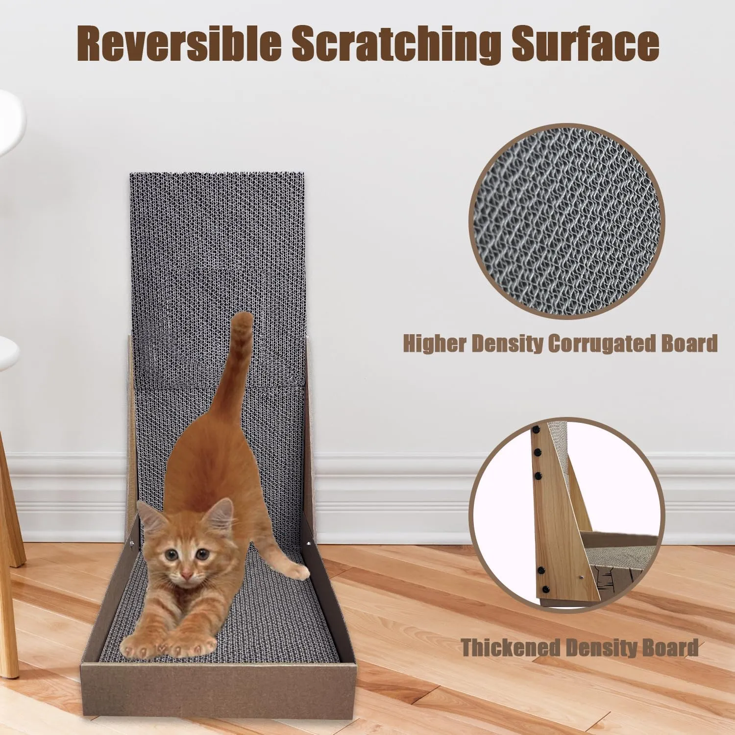 L Shaped Cat Scratching Pad, Vertical Cat Scratcher for Indoor Cats, L Shaped Cat Wall Scratcher, Cat Scratch Pad Protect Furniture Couch, Replaceable cores (A Set)