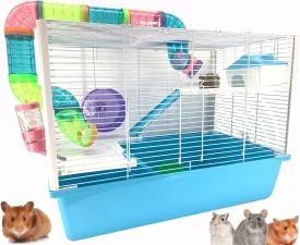 Large Deluxe 3-Tiers Hamster Gerbil Mouse Mice Habitat House Critters Cage with Complete Set of Accessories Expandable and Customizable