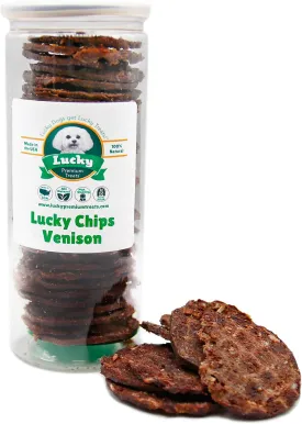 Lucky Premium Treats Venison Chips Dog Treats - All Natural Venison Treats 100% Made in USA (3 oz.)