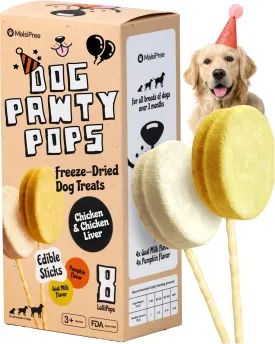 MalsiPree Lollipop Dog Birthday Treats - Low Calorie, High Protein Chicken Recipe with Digestion Friendly Pumpkin & Goat Milk - Dog Treats for Birthdays & Puppy Training (8 Pack)